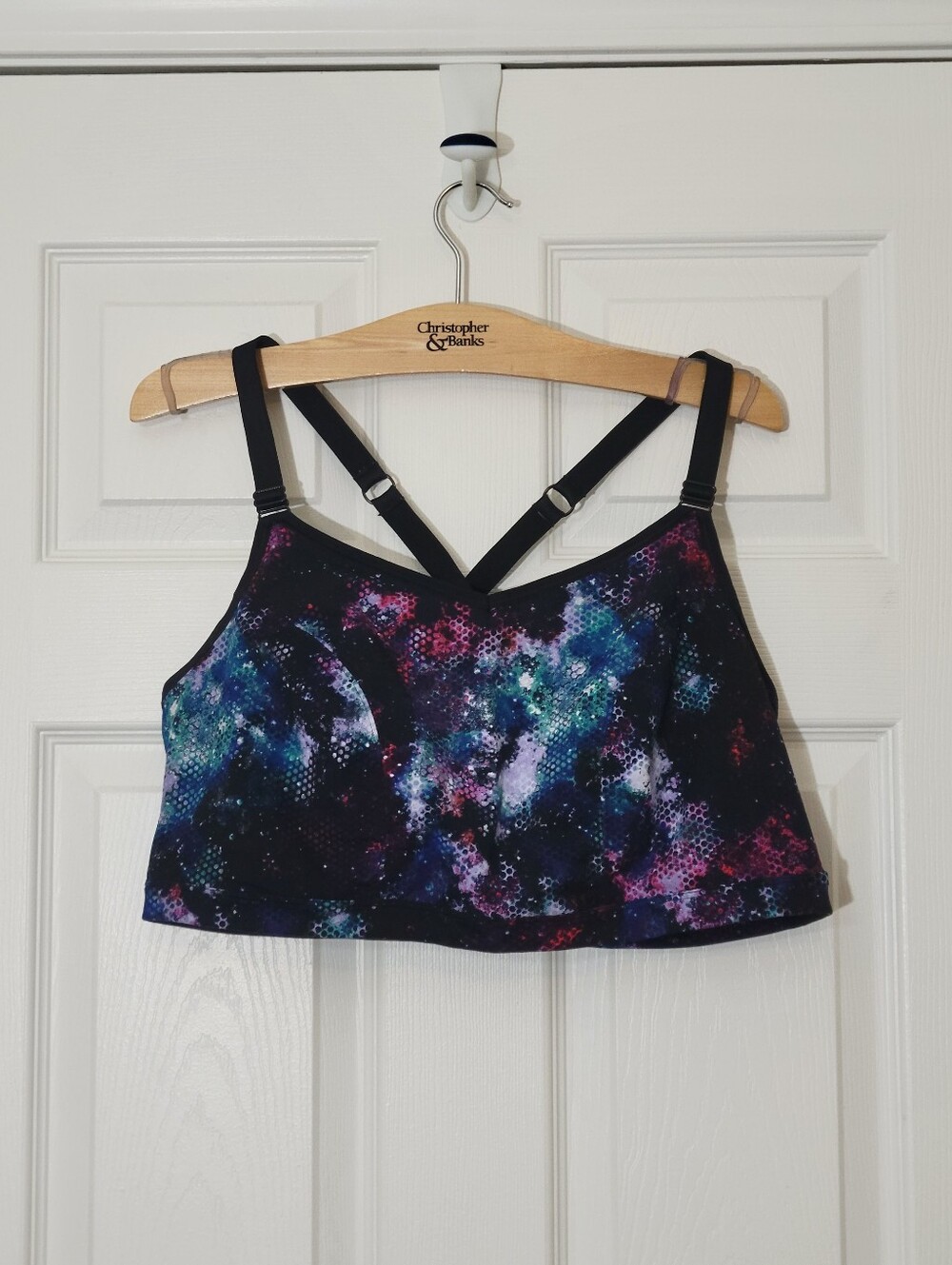 Livi Active Space Print Strappy Back Sports Bra Plus Size 22/24 Lane Bryant